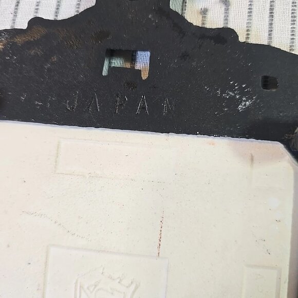 2 Vintage MCM Black Cast Iron Pagoda & Tile Floral Trivets FM Japan 10" - Picture 4 of 5